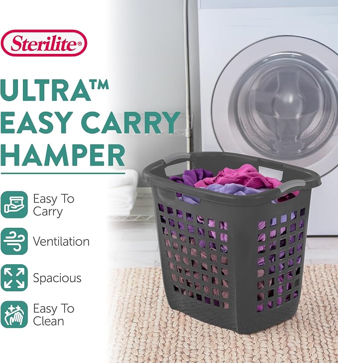 Sterilite 4-Pack 2.1 Bushel Ultra Easy Carry Hamper, Laundry Basket Organizer - Image 3