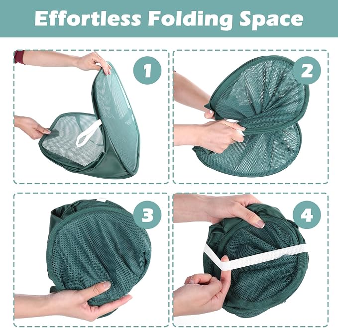 4 Pcs Foldable Mesh Popup Laundry Hamper, Handy Laundry Basket - Image 4