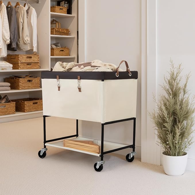 StorageWorks Laundry Cart, 2 Tier Rolling Laundry Basket, Heavy Duty Laundry - Image 6