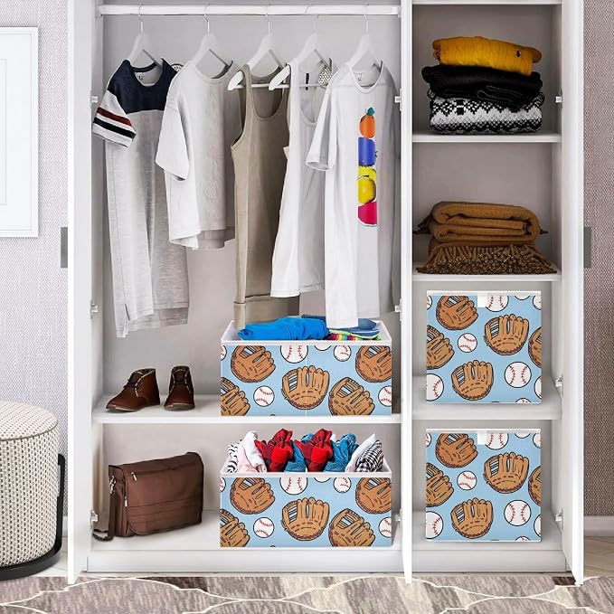 DOMIKING Baseball Glove Blue Pattern Storage Baskets - Image 7