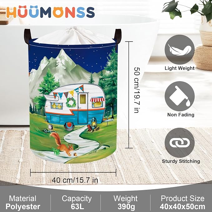 Night Camping Laundry Hamper Picnic Large Storage Basket Bonfire Collapsible - Image 6