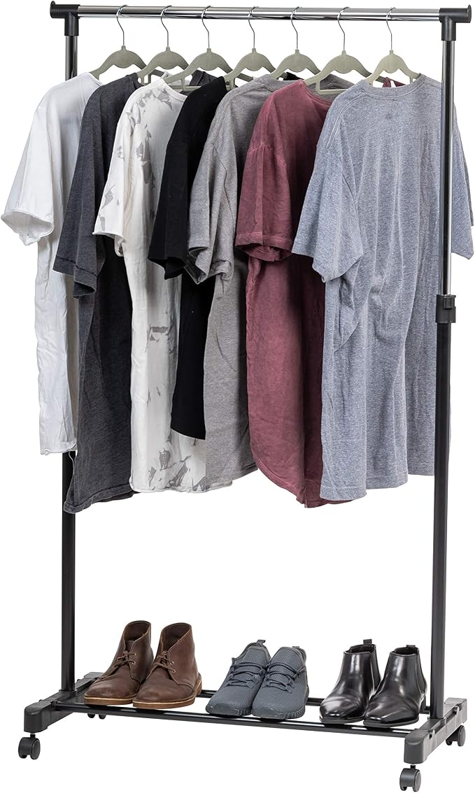 IRIS USA Clothes Rack, Portable Single-Rod Height Adjustable by IRISUSA