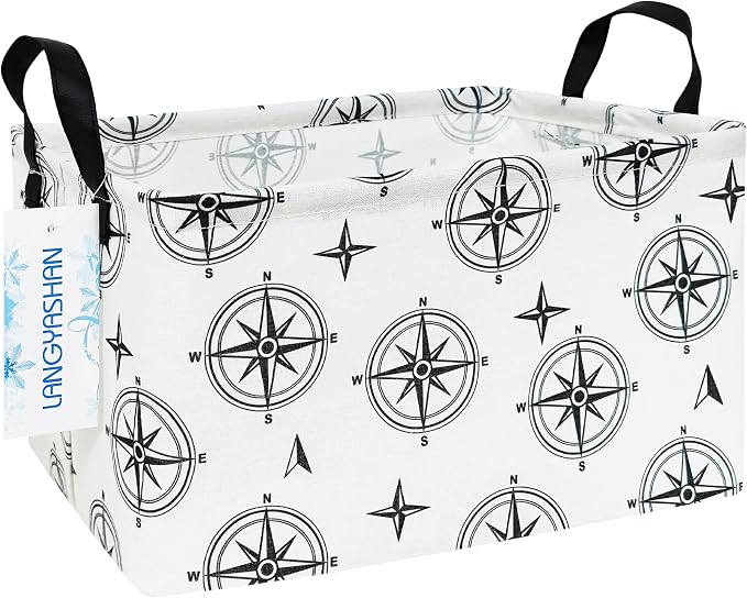 LANGYASHAN Rectangular Storage Bin Collapse Canvas Fabric Cartoon Storage Basket by LANGYASHAN