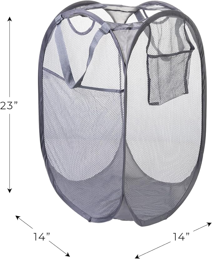 Smart Design Deluxe Mesh Laundry Pop Up Hamper Combo w/ Rectangle & Square - Image 4