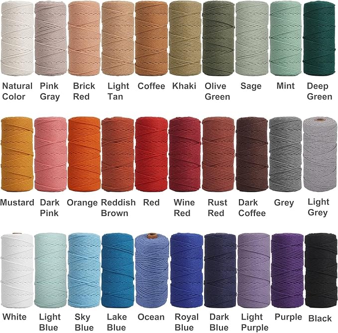 NOANTA Cream Yellow Macrame Cord 4mm x 109yards, Colored Macrame Rope, Cotton - Image 4