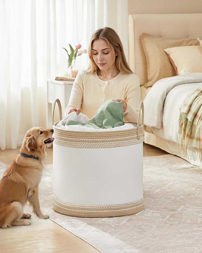 SONGMICS Laundry Hamper, Cotton Rope Laundry Basket - Image 2