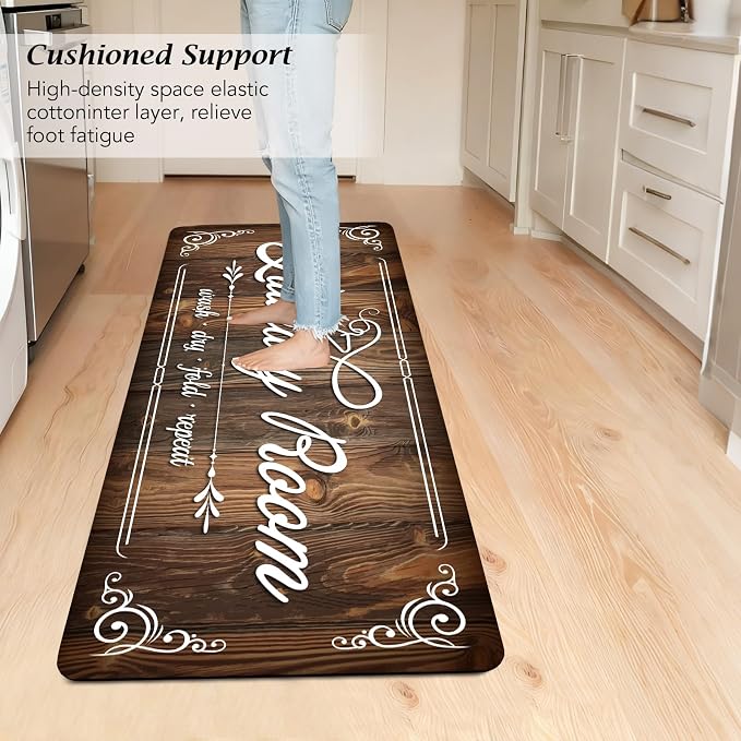 Non-Slip Laundry Room Rug Runner 17.3"x47.2" Washable Floor Carpet Brown- - Image 3