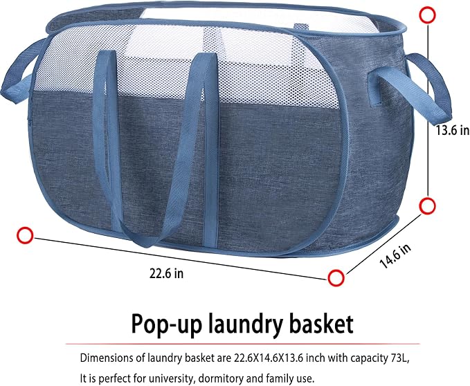 Pop-Up Laundry Basket，collapsible Mesh Laundry Hamper– - Image 5