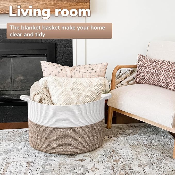 Goodpick Large Storage Basket, 83L Dorm Room Essentials, Blanket Woven Rope - Image 2