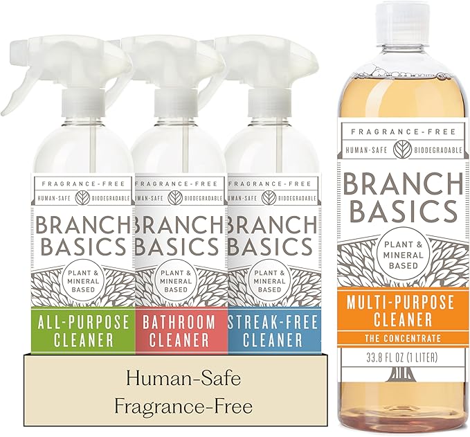 Branch Basics Cleaning Essentials Kit: All Purpose, Glass and Bathroom Cleaner by BranchBasics