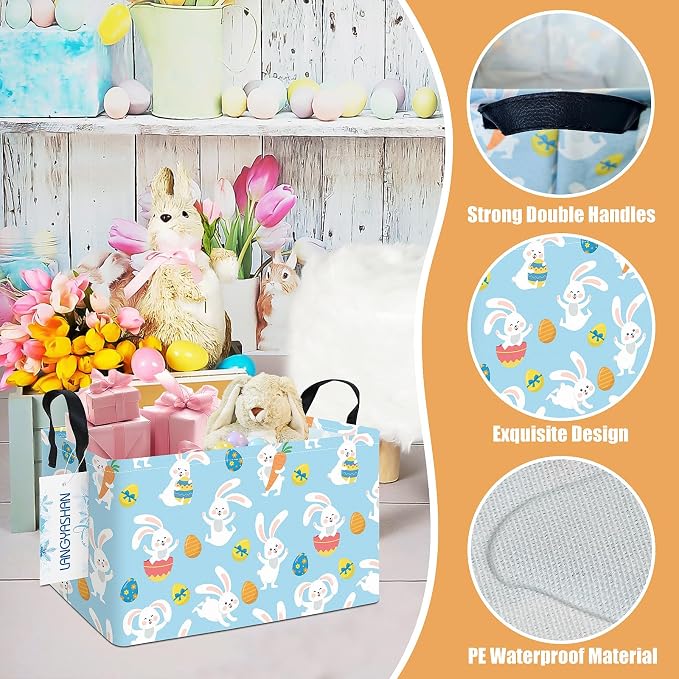 LANGYASHAN Rectangular Storage Bin Collapse Canvas Fabric Cartoon Storage Basket - Image 3