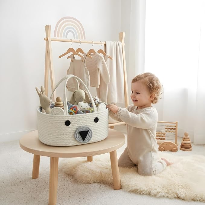 DECOMOMO Teddy Bear Basket, Diaper Caddy Basket, Baby Baskets - Image 6