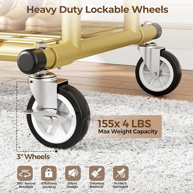 Heavy Duty Clothes Rack, Rolling Clothing Racks - Image 4