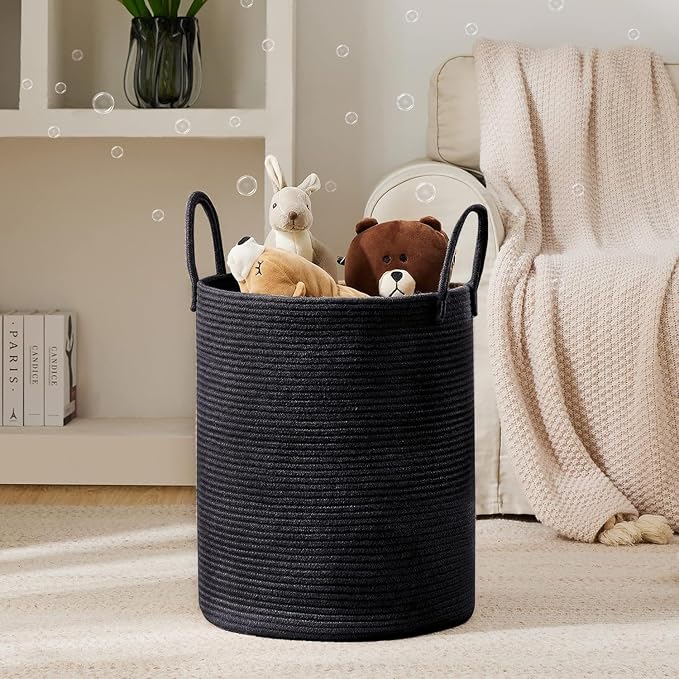 Large Natural Cotton Rope Laundry Hamper Basket - Image 2