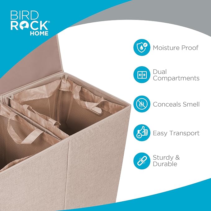 BIRDROCK HOME Double Laundry Hamper - Image 3