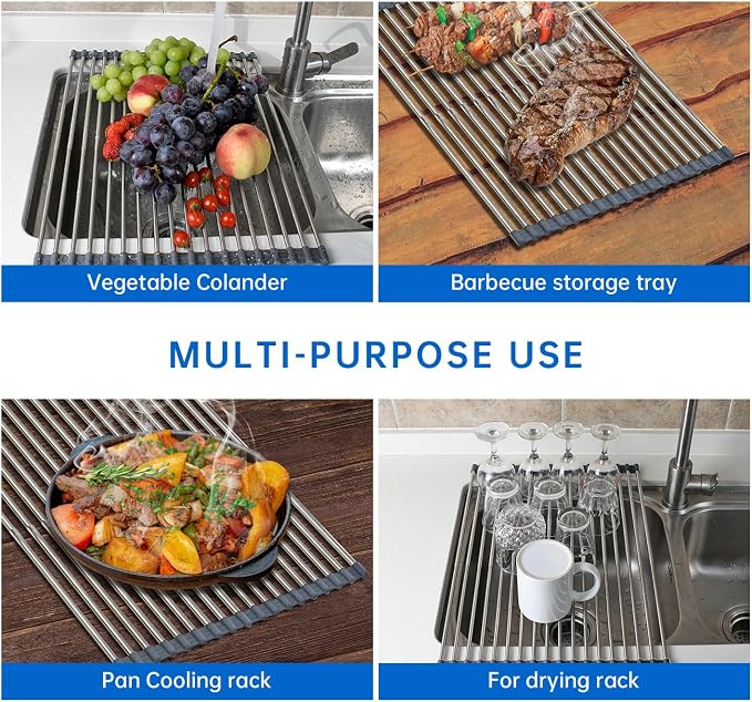 Expandable Large Draining Rack, Roll Up Heat-Resistant Dish Drainer - Image 5