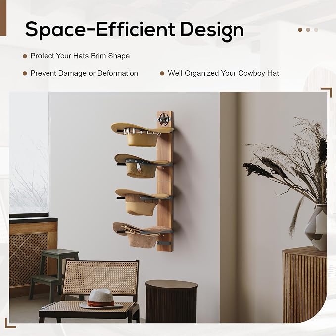Hat Holder Rustic Wood Star Design – 2-Piece Organizer - Image 7