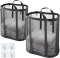 Mesh Laundry bag with Handles, 42L Collapsible Laundry Basket with 2 Hooks by TECHMILLY