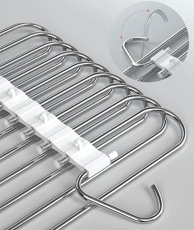 9 Layers Pants Hangers Space Saving, 2 Pack Multifunctional Pant Rack Stainless - Image 5