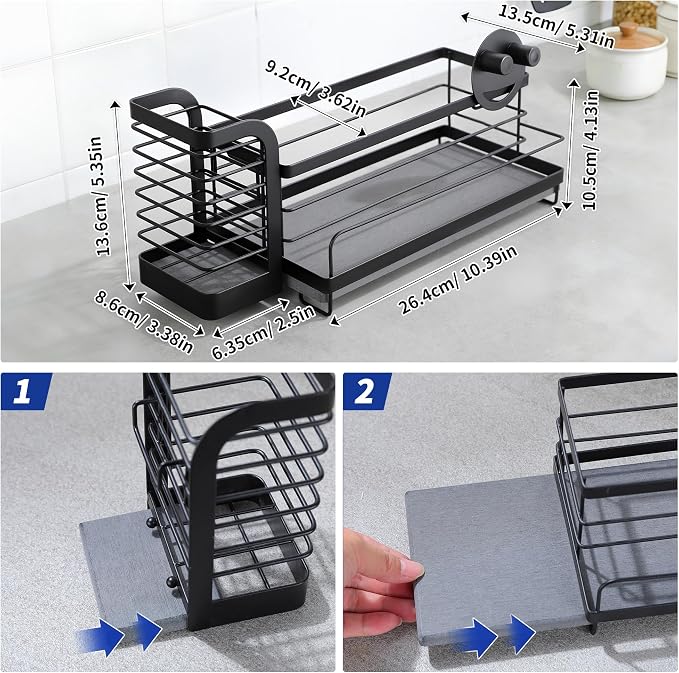 Kitchen Sink Organizer with Instant Drying Stone, Dish Sponge Holder - Image 6