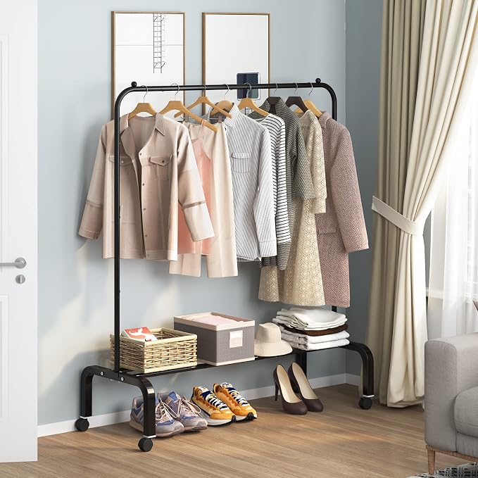 Rolling Clothes Rack Metal Clothing Rack - Image 3