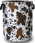 Cows Skin Brown Print Laundry Basket Foldable by SELIONLIKN