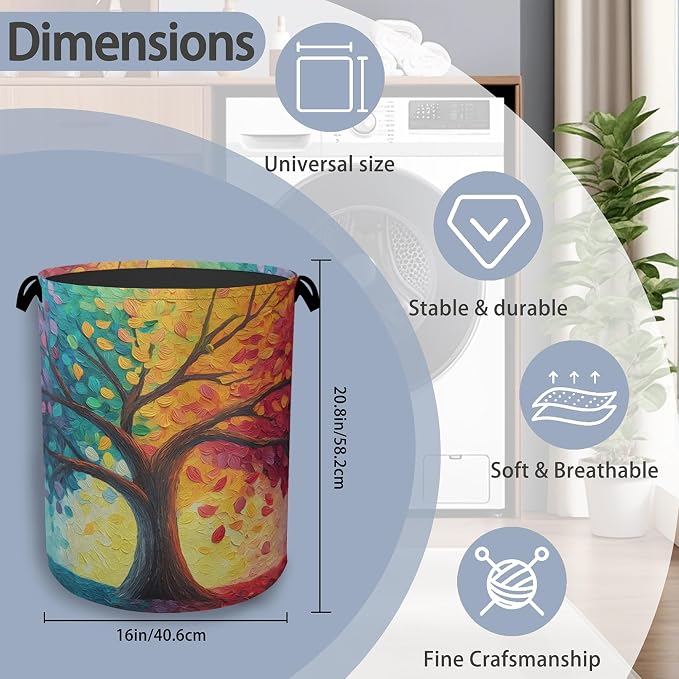 Tree of Life Laundry Basket, Oxford Cloth Laundry Hamper - Image 2