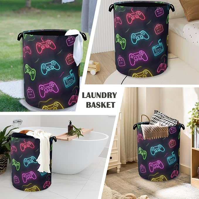 Gamepad Laundry Basket, Foldable Oxford Cloth Tote Bag Laundry Hamper Clothes - Image 4