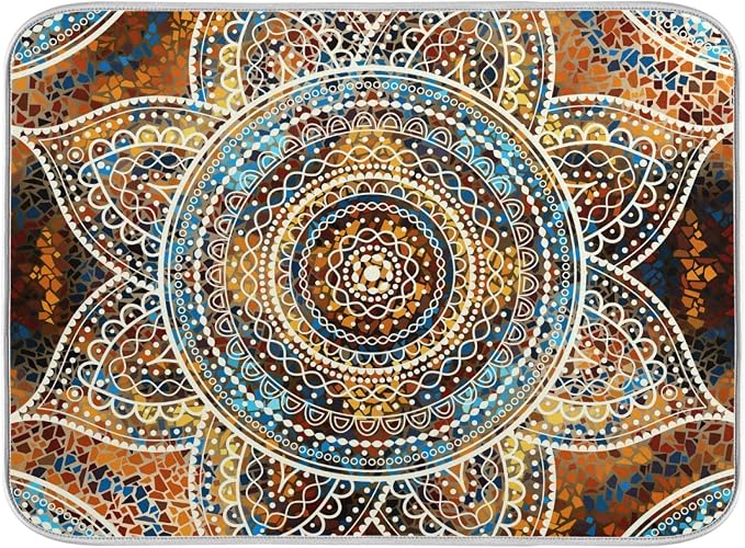 Mandala Dish Drying Mats 16 x 18 Inch Super Absorbent Microfiber Dish Drainer by susiyo