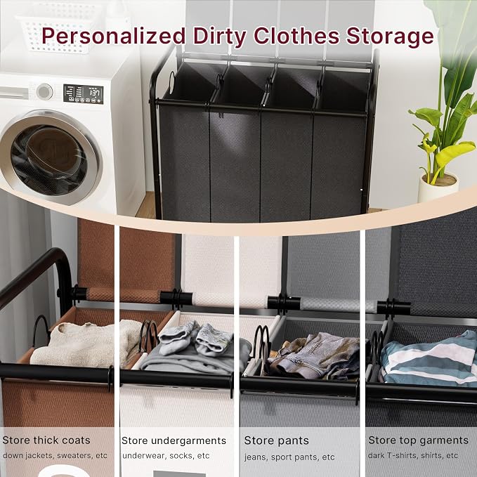 4-Compartment Laundry Cart - Image 2