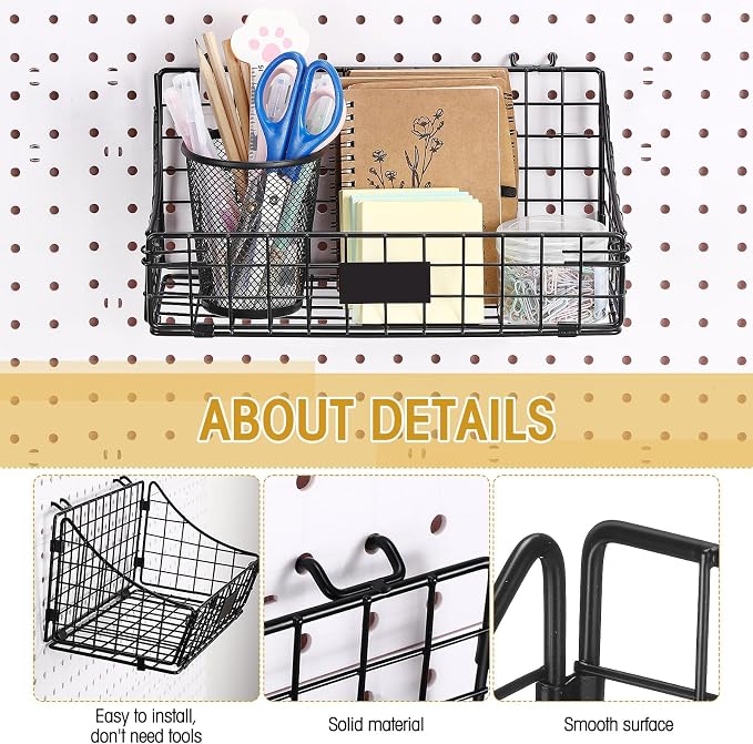 4 Pcs Peg Board Bins and Baskets Peg Board Organizer Pegboard Accessories - Image 6