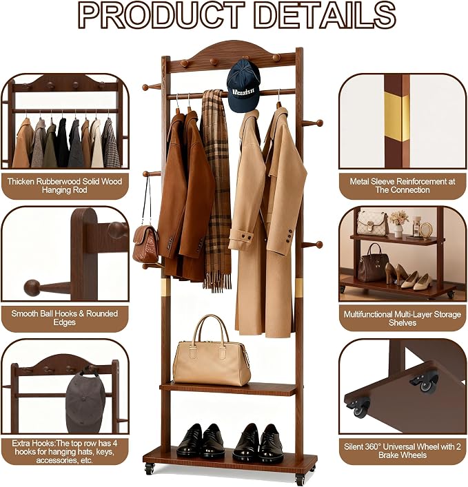 Coat Rack Freestanding Clothing Rack - Image 7