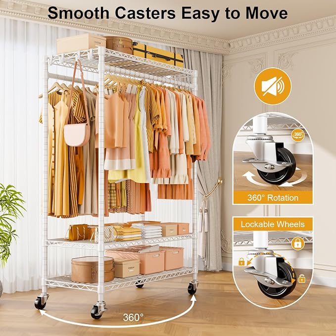 P7 Rolling Clothes Rack, Clothing Racks - Image 5