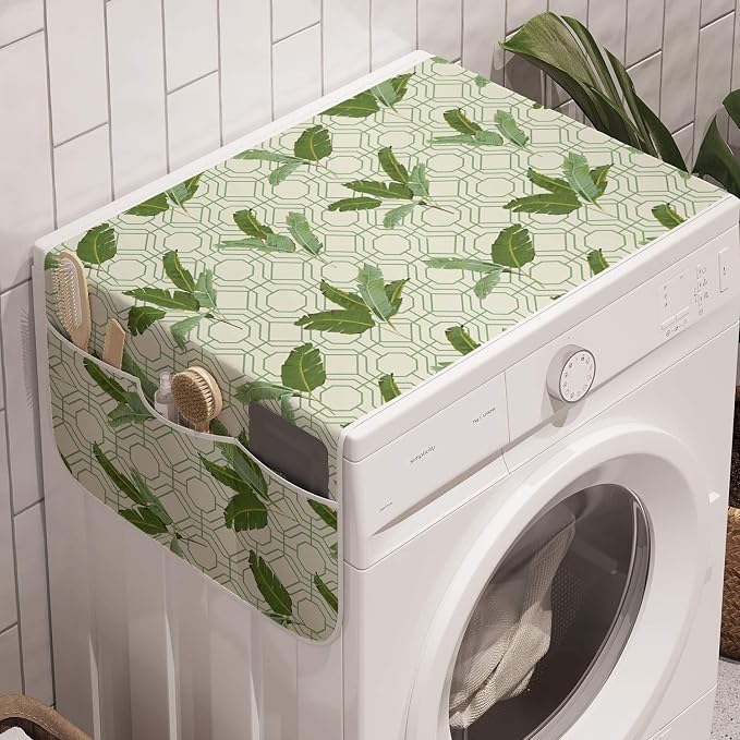 Ambesonne Botany Washing Machine Organizer, Large Evergreen Palm Leaves on by Ambesonne