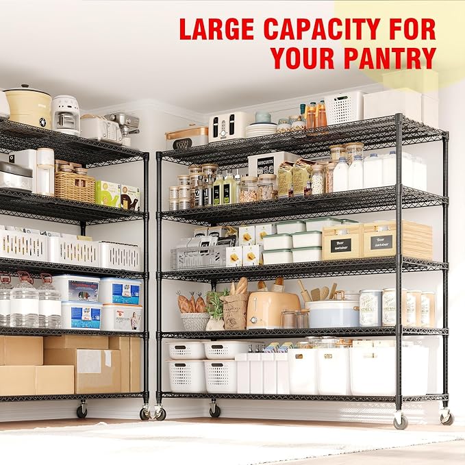 5-Tier Heavy Duty Metal Shelving Unit, Adjustable Height & Feet, Sturdy - Image 6