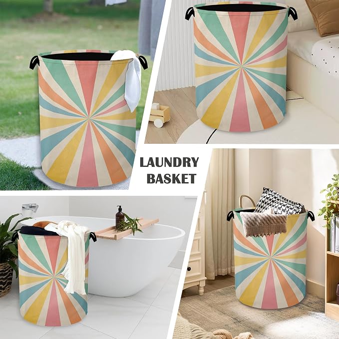 Boho Abstract Geometric Laundry Basket, Foldable - Image 4