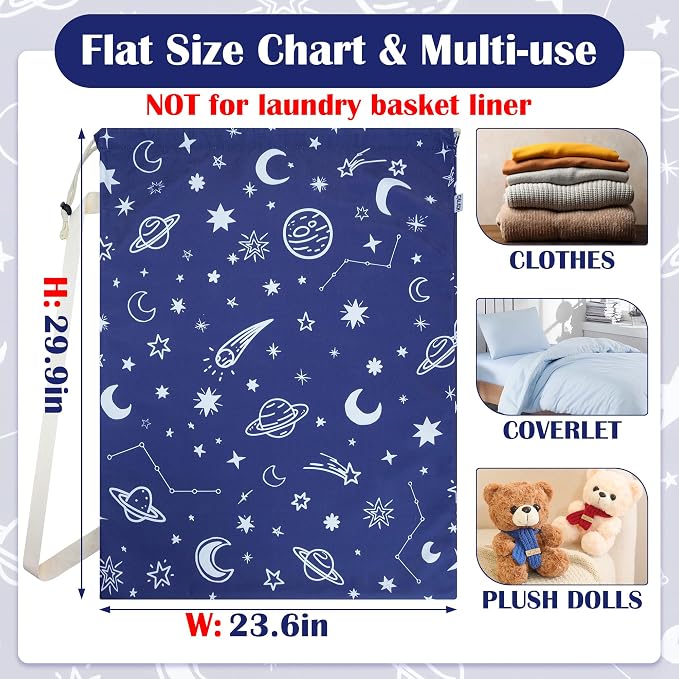 Canvas Laundry Bag with shoulder Strap 24"W x 29"H, Large Drawstring Dirty - Image 2