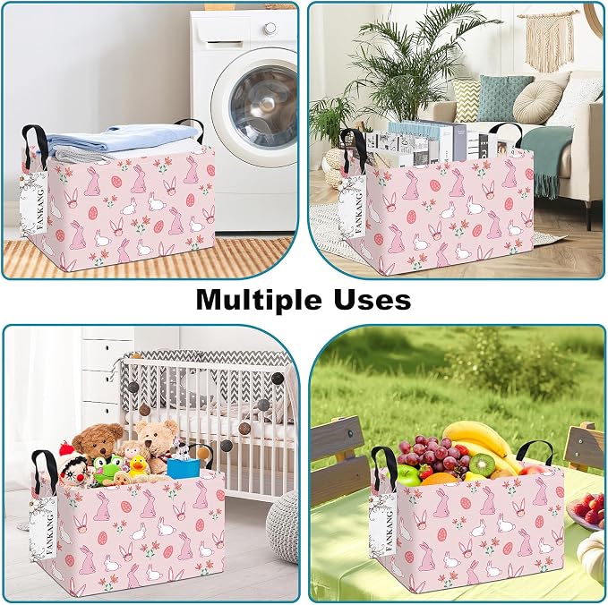 FANKANG Storage Bins, Nursery Hamper Canvas Laundry Basket Foldable - Image 6