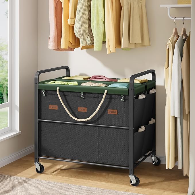 Tajsoon 350L Extra Large Laundry Sorter 6 Section, Heavy Duty Laundry Basket - Image 7