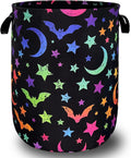 Colorful Bats Laundry Hamper Moon Stars Laundry Basket by SELIONLIKN