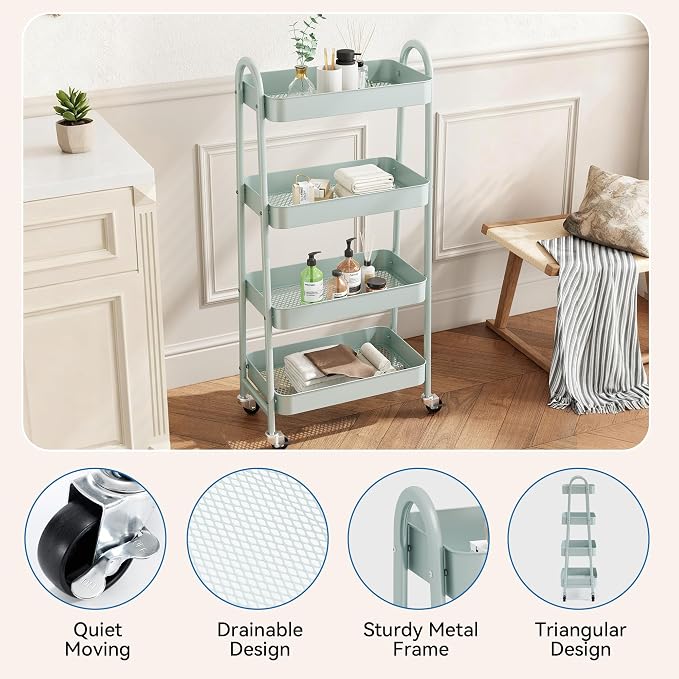 NEWBULIG 4-Tier Rolling Utility Cart - Image 2