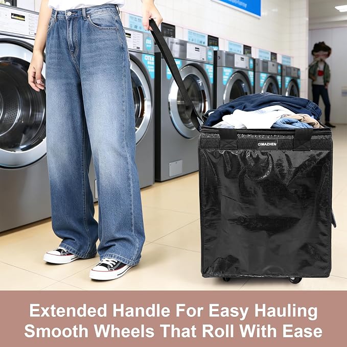 Reusable Grocery Bag on Wheels, Foldable Rolling Tote Bag - Image 5