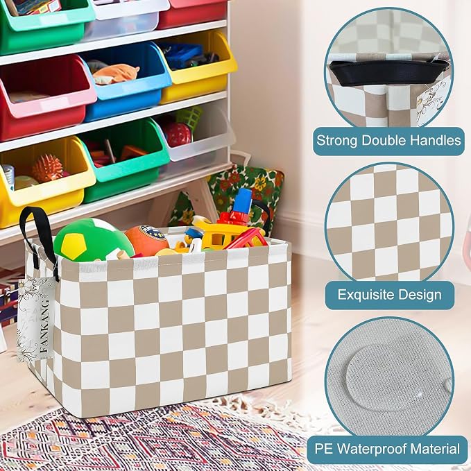 FANKANG Storage Bins, Nursery Hamper Canvas Laundry Basket Foldable - Image 6