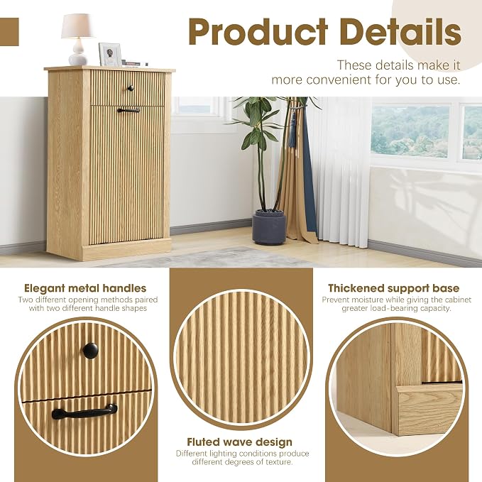 Grepatio Tilt Out Laundry Hamper Cabinet, 11 Gallon Hidden Laundry Hamper - Image 7