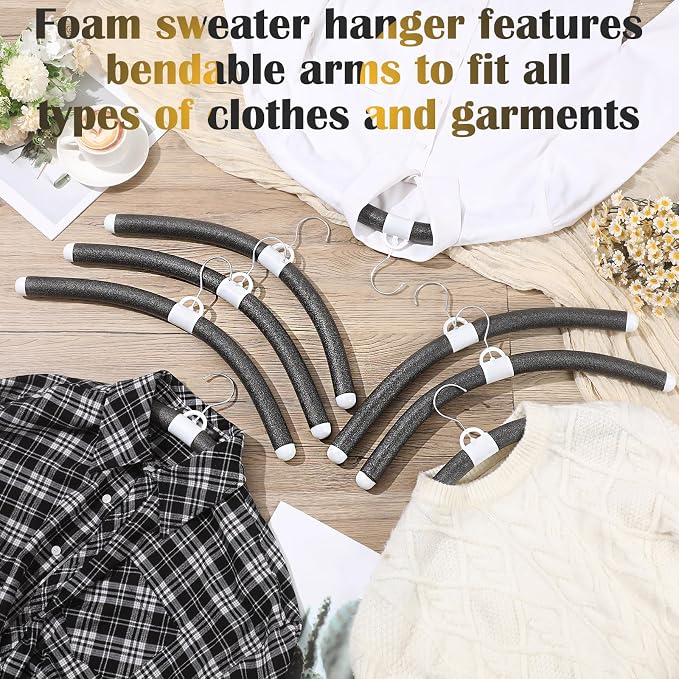 Maxdot 10 Pcs Padded Bendable Hanger 19" No Shoulder Bump Sweater Coat Hangers - Image 7