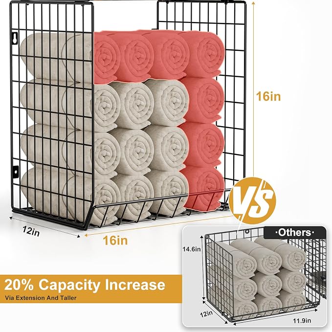 【2 PACK】3-Tier Wall Mounted Wire Baskets Work As-Laundry Room Shelves Over The - Image 9