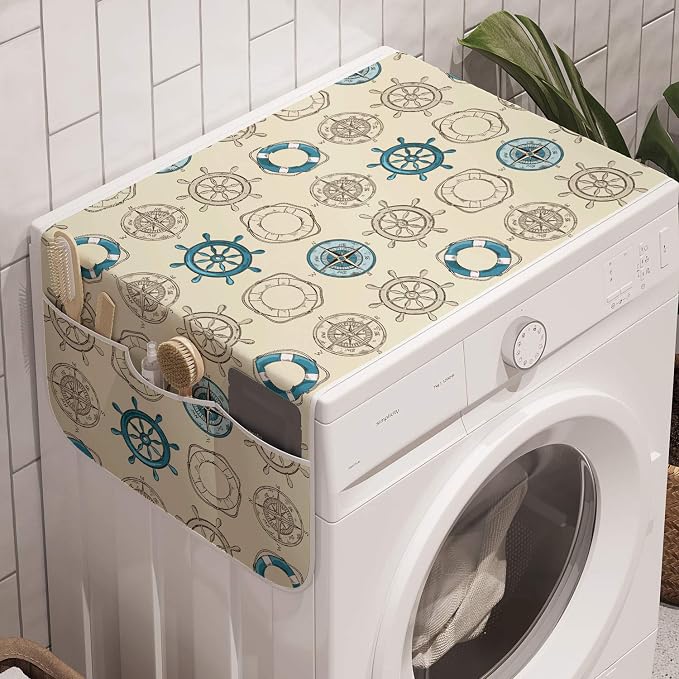 Ambesonne Compass Washing Machine Organizer, Marine Themed Doodle Art Vintage by Ambesonne