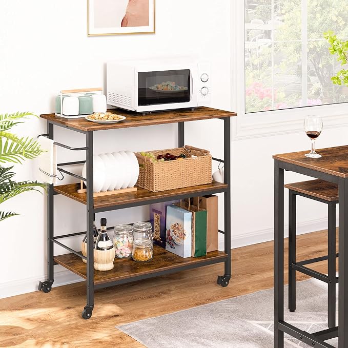 HOOBRO Kitchen Island with Storage, Industrial Kitchen Counter with Hooks and - Image 4