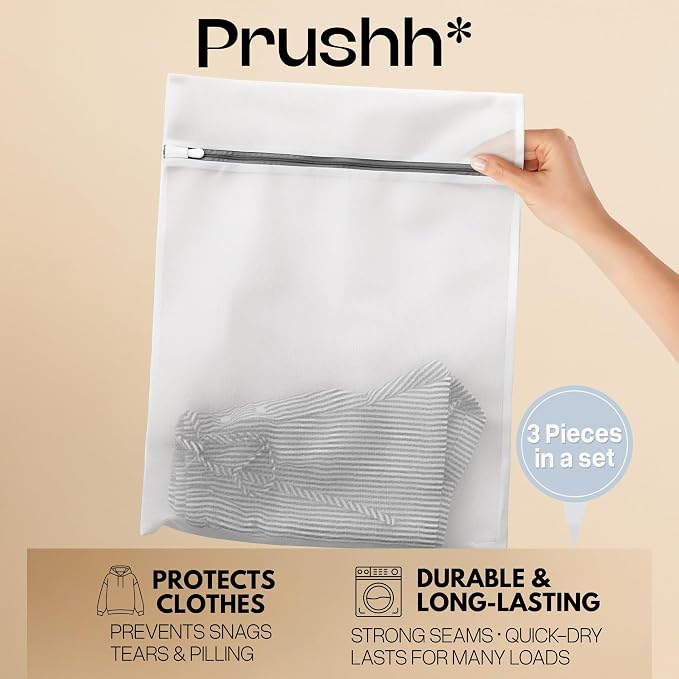 3Pc Spacious Durable Mesh Laundry Bags Protects Delicates, Fine Mesh - Image 9