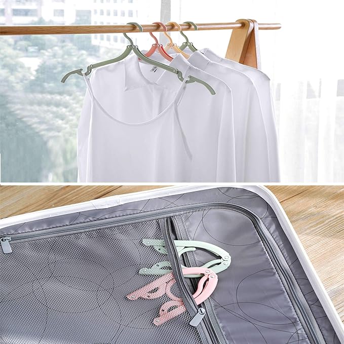 EAVOQLB 10 PCS Portable Folding Clothes Hangers Retractable Plastic Non Slip - Image 5